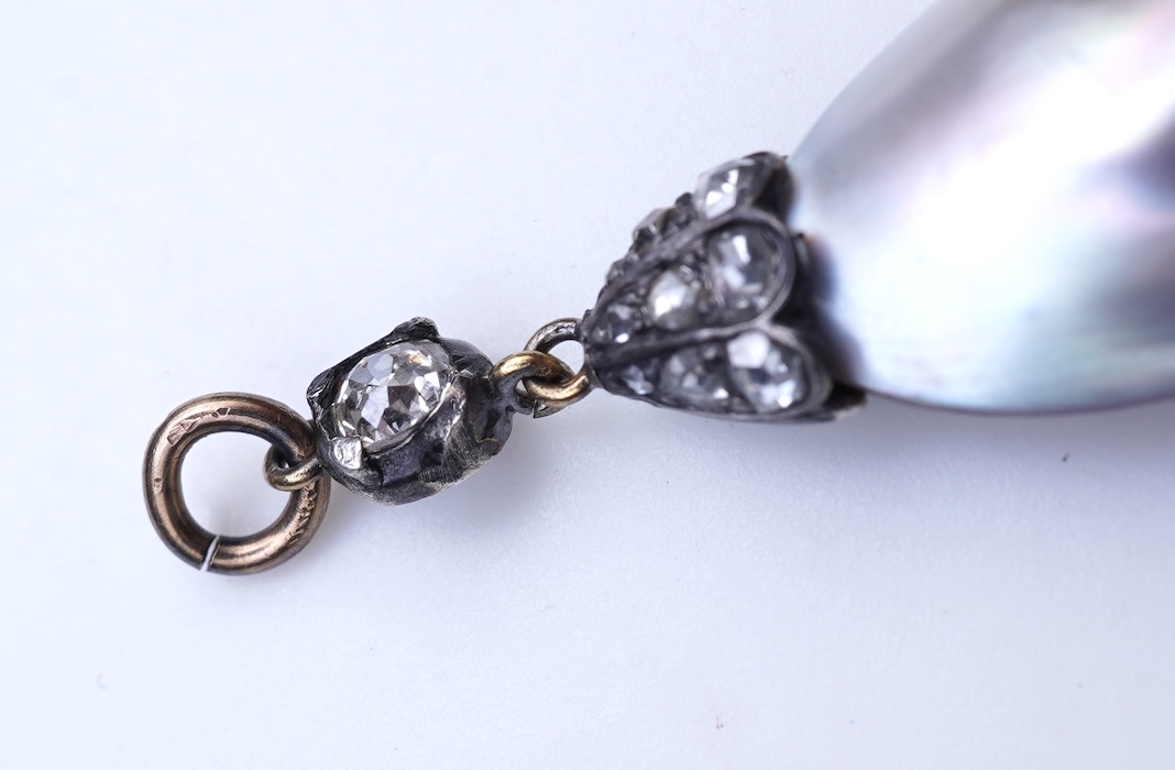 A Victorian blister pearl and diamond pendant, late 19th century
